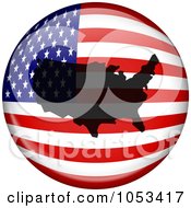 Poster, Art Print Of American Flag Globe With A Silhouette Of The Usa