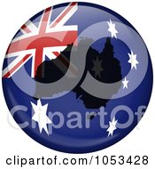 Poster, Art Print Of Australian Flag Globe With A Silhouette Of Australia