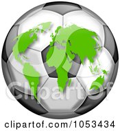 Poster, Art Print Of Continents On A Soccer Globe