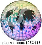Royalty Free Clipart Illustration Of Continents On A Pixel Globe
