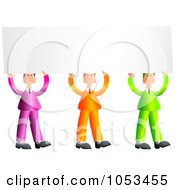Royalty Free Clip Art Illustration Of Three Businessmen In Colorful Suits Holding Up Blank Signs