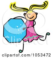 Poster, Art Print Of Doodle Girl Holding An Octagon
