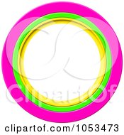 Poster, Art Print Of Round Pink Green And Yellow Circle Frame