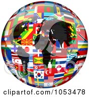 Poster, Art Print Of Continents On A Flag Globe