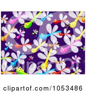 Poster, Art Print Of Background Pattern Of Dragonflies