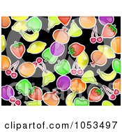 Poster, Art Print Of Background Pattern Of Fruit On Black