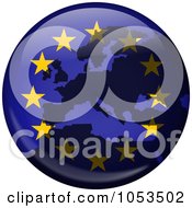 Poster, Art Print Of European Flag Globe With A Silhouette Of Europe