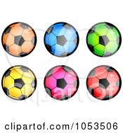 Poster, Art Print Of Digital Collage Of Colorful Soccer Balls