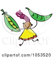Poster, Art Print Of Doodle Girl Holding Peas