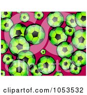 Poster, Art Print Of Background Pattern Of Green Soccer Balls On Pink