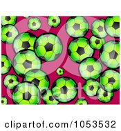 Royalty Free Clip Art Illustration Of A Background Pattern Of Green Soccer Balls On Pink