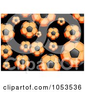 Poster, Art Print Of Background Pattern Of Orange Soccer Balls