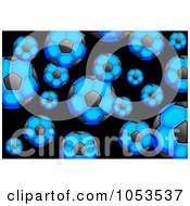 Poster, Art Print Of Background Pattern Of Blue Soccer Balls