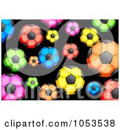 Poster, Art Print Of Background Pattern Of Colorful Soccer Balls