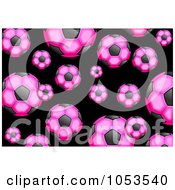 Poster, Art Print Of Background Pattern Of Pink Soccer Balls