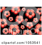 Poster, Art Print Of Background Pattern Of Red Soccer Balls