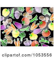 Poster, Art Print Of Background Pattern Of Veggies On Black