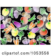 Royalty Free Clip Art Illustration Of A Background Pattern Of Veggies On Black