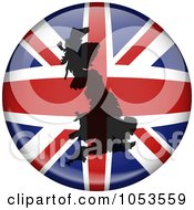 Poster, Art Print Of Uk Flag Globe With A Silhouette Of The United Kingdom