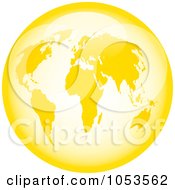 Poster, Art Print Of Shiny Yellow World Globe