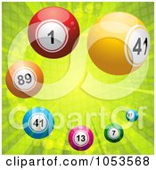 Poster, Art Print Of Background Of Colorful 3d Lottery Balls Over Green Rays