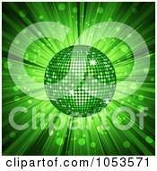 Poster, Art Print Of 3d Green Disco Ball And Ray Background