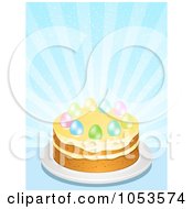 Poster, Art Print Of Easter Eggs On Top Of A Cake Against Blue Rays