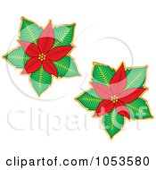 Poster, Art Print Of Digital Collage Of Christmas Poinsettia Stickers