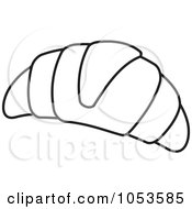 Royalty Free Vector Clip Art Illustration Of A Black And White Outline Of A Croissant by Any Vector #COLLC1053585-0165