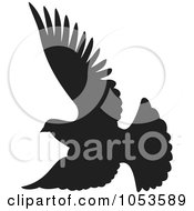 Royalty Free Vector Clip Art Illustration Of A Black Silhouetted Dove In Flight by Any Vector