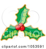 Royalty Free Vector Clip Art Illustration Of A Peeling Christmas Holly Sticker