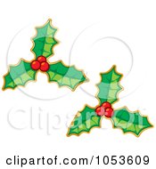 Poster, Art Print Of Digital Collage Of Christmas Holly Stickers