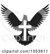 Royalty Free Vector Clip Art Illustration Of A Black And White Dove With A Cross by Any Vector #COLLC1053611-0165