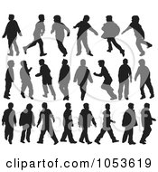 Royalty Free Vector Clip Art Illustration Of A Digital Collage Of Silhouetted Boys In Motion