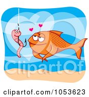 Poster, Art Print Of Worm On A Hook And Fish In Love
