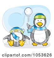 Poster, Art Print Of Cartoon Penguin Throwing A Snow Ball