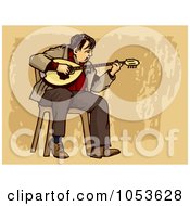 Poster, Art Print Of Busker Playing A Bouzouki