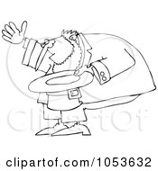 Royalty Free Vector Clip Art Illustration Of A Black And White Outline Of A Leprechaun Bowing