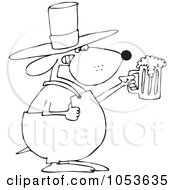 Poster, Art Print Of Black And White Outline Of A St Patricks Day Dog Holding Beer