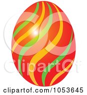 Poster, Art Print Of Orange Easter Egg With A Wave Pattern