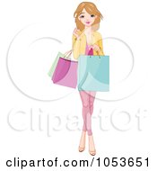 Poster, Art Print Of Pretty Young Woman Holding Shopping Bags