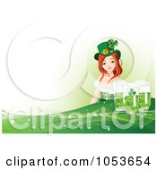 Poster, Art Print Of St Patricks Day Woman Over A Green Wave With Beer