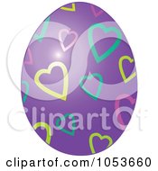 Poster, Art Print Of Purple Easter Egg With A Heart Pattern