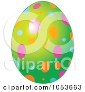 Poster, Art Print Of Green Easter Egg With A Polka Dot Pattern