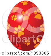 Poster, Art Print Of Red Easter Egg With A Paw Print Pattern