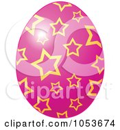 Poster, Art Print Of Pink Easter Egg With A Yellow Star Pattern