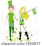 Poster, Art Print Of St Patricks Day Stick Boy And Girl Holding Hands