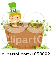 Royalty Free Vector Clip Art Illustration Of A St Patricks Day Stick Girl In A Basket