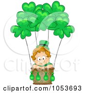 Poster, Art Print Of Cute Leprechaun Toddler In A Hot Air Balloon