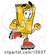 Clipart Picture Of A Yellow Admission Ticket Mascot Cartoon Character Roller Blading On Inline Skates